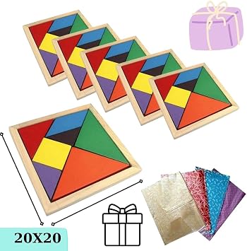 Esmay 5li Ah ap Tangram Zeka Oyunu 20x20 cm   Renkli Geometrik Puzzle ve E itici Oyuncak    ocuklar  in  ekil Olu turma, Dikkat ve Problem  zme Oyunu   Hediye Paketli