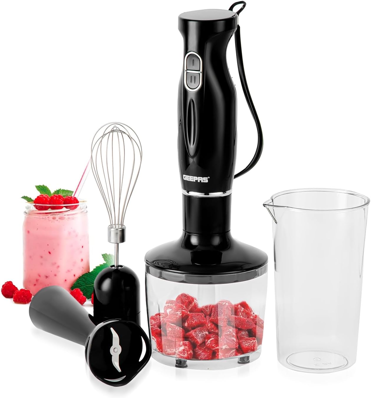 Geepas 4in1 Hand Blender with Electric Whisk, 860ML Vegetable Chopper