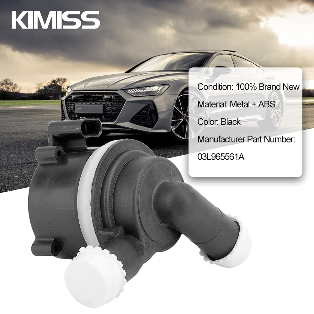 KIMISS Pompe à eau, voiture en métal + ABS Moteur de liquide de refroidissement auxiliaire Pompe à eau supplémentaire pour Avant B8 03L965561A