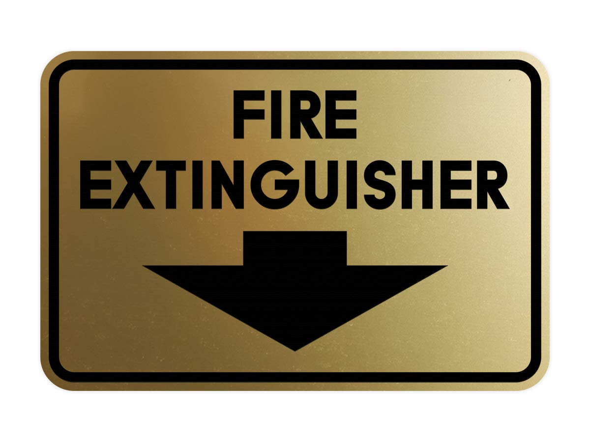 Signs ByLITA Classic Framed Fire Extinguisher (Brushed Gold) - Large