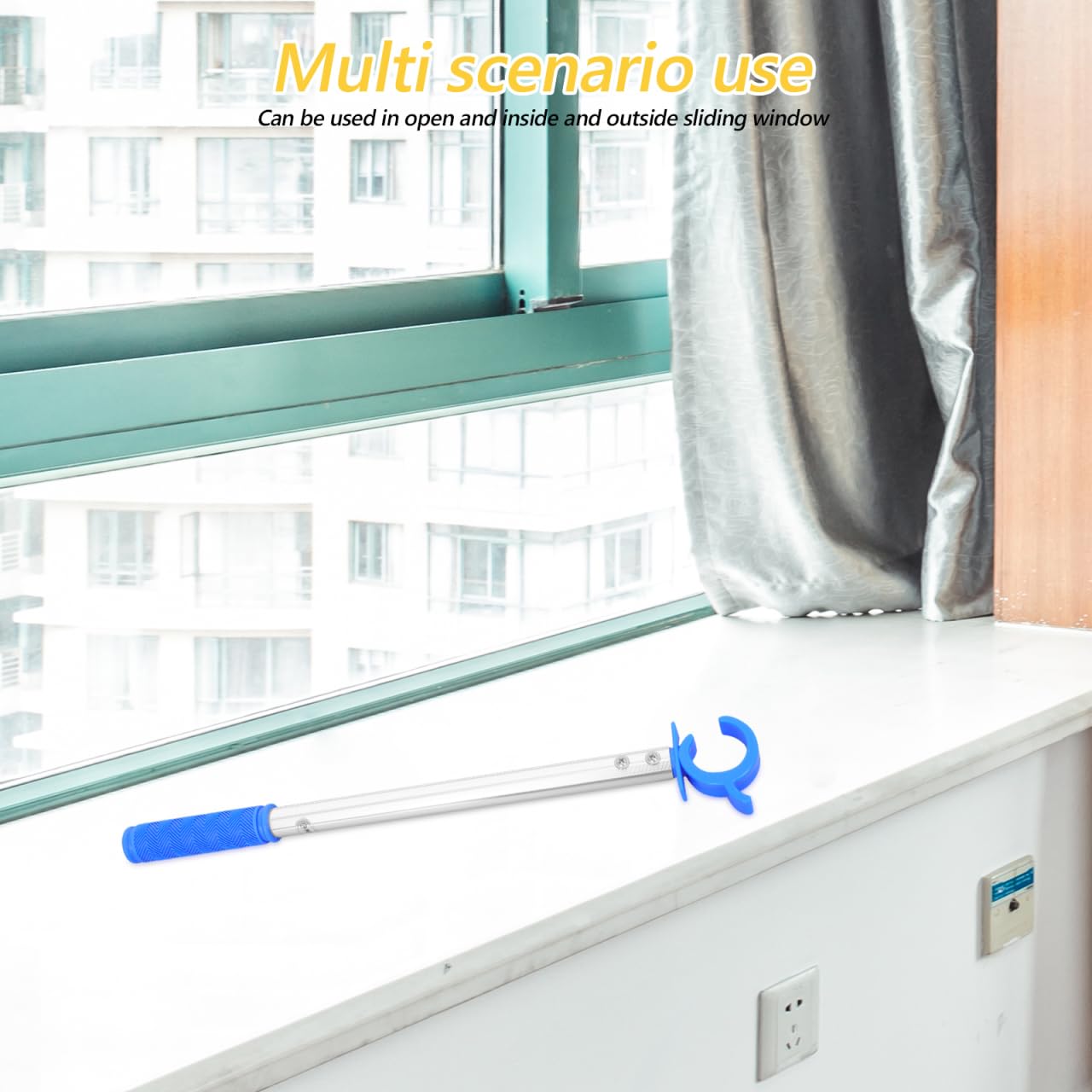 VILLCASE Jalousien-Öffnungsstange 46,2 cm, 151 g – Fensteröffnerstange zum einfachen Öffnen & Schließen von Markisenfenstern ohne Leiter, für hohe Wohnzimmer- & Küchenfenster, innen & außen