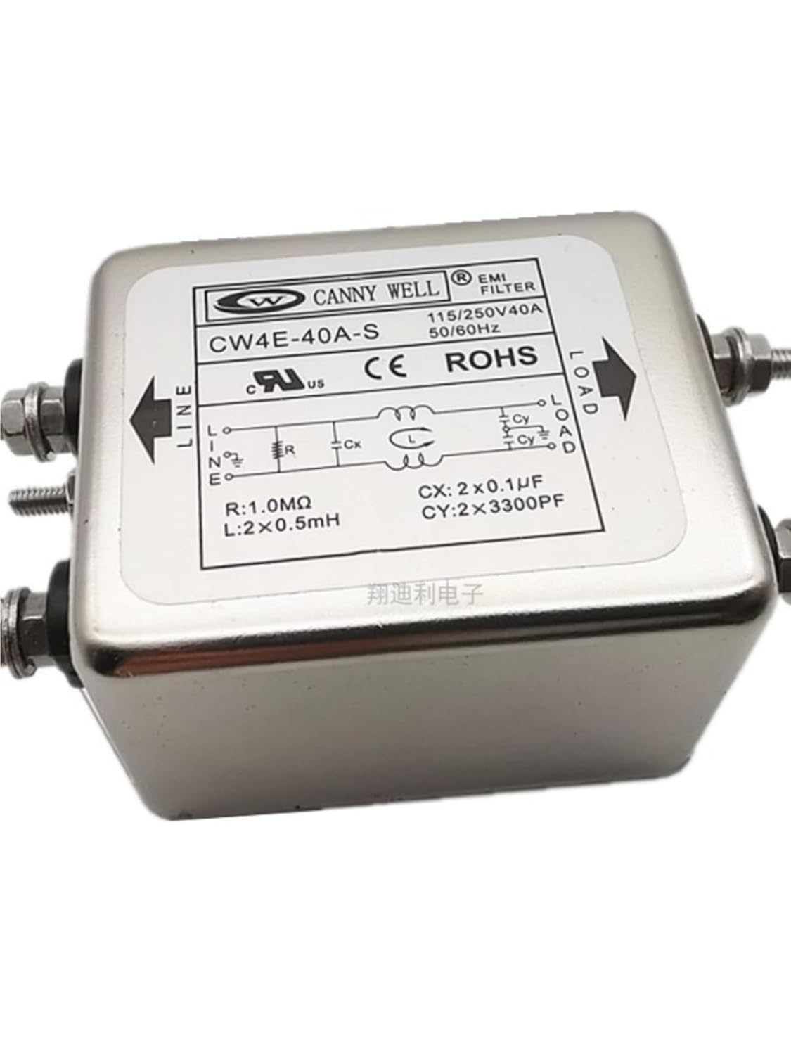 Single-Phase Power Filter CW4E-40A-S 10A 20A 30A 40A Dual-Stage Purification AC 220V(CW4E-40A-S 40A)