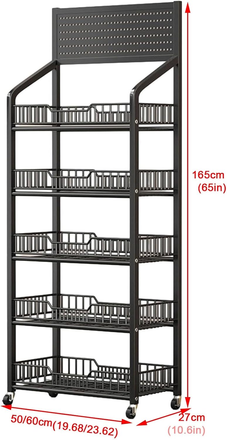 Snack Shelf Organizer,Supermarket Display Shelf, Drinks/Small Food/Toys Storage Rack Against The Wall, Floor-Standing Movable Organizer for Pharmacy/Kitchen/Convenience Store (Color : White