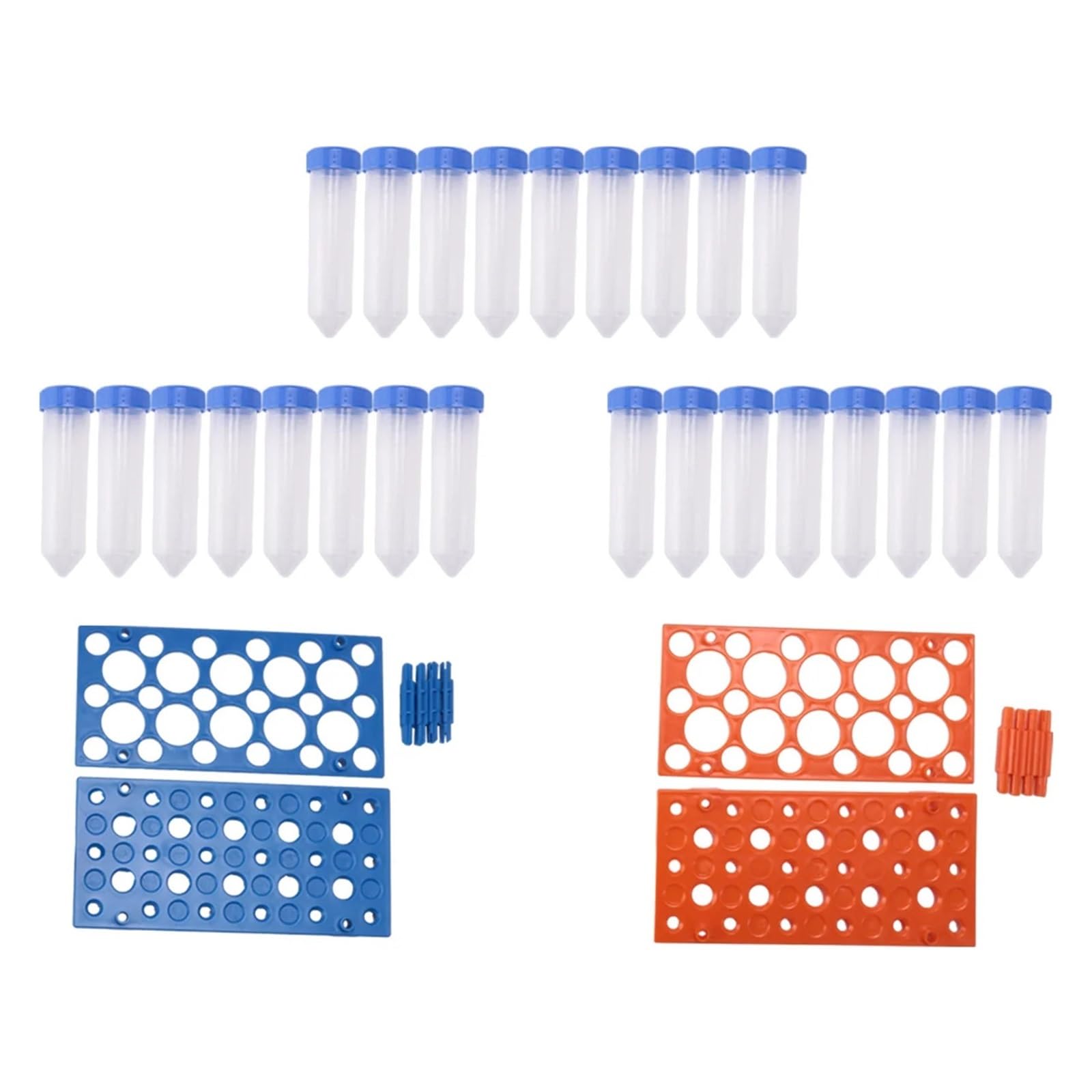 MENGKE Set di 27 provette coniche for centrifuga da 50 ml e 28 pozzetti, supporto in plastica staccabile for laboratorio A