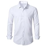 Men&apos;s Slim Fit Dress Shirts Solid Long Sleeve Formal Shirts Business Casual Wedding Button Down Shirts