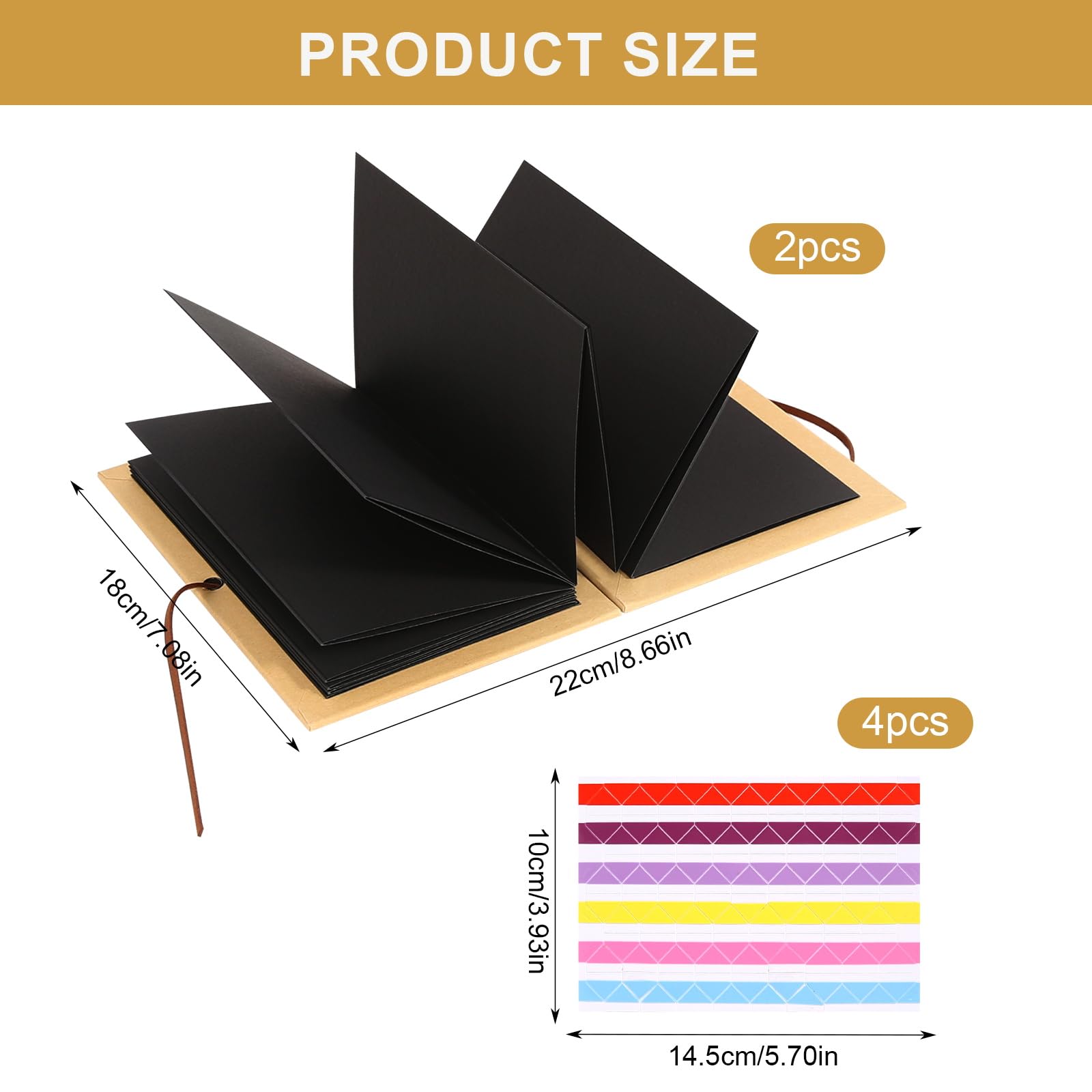 5 Inch Photo Album Small, 2 Pieces 17.5 x 11.5 cm Black Small