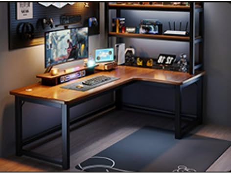 L Shape Desk,Computer Desk Corner Desk Gaming Desk PC Table Dorm Sturdy Writing Workstation with Storage Rack for Home Office,Right corner,120*100cm