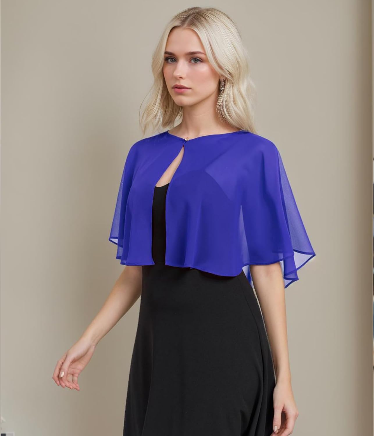 Women's Soft Chiffon Capelets Shawls and Wraps for Evening Wedding Cape Bole Cover Up - Image 3