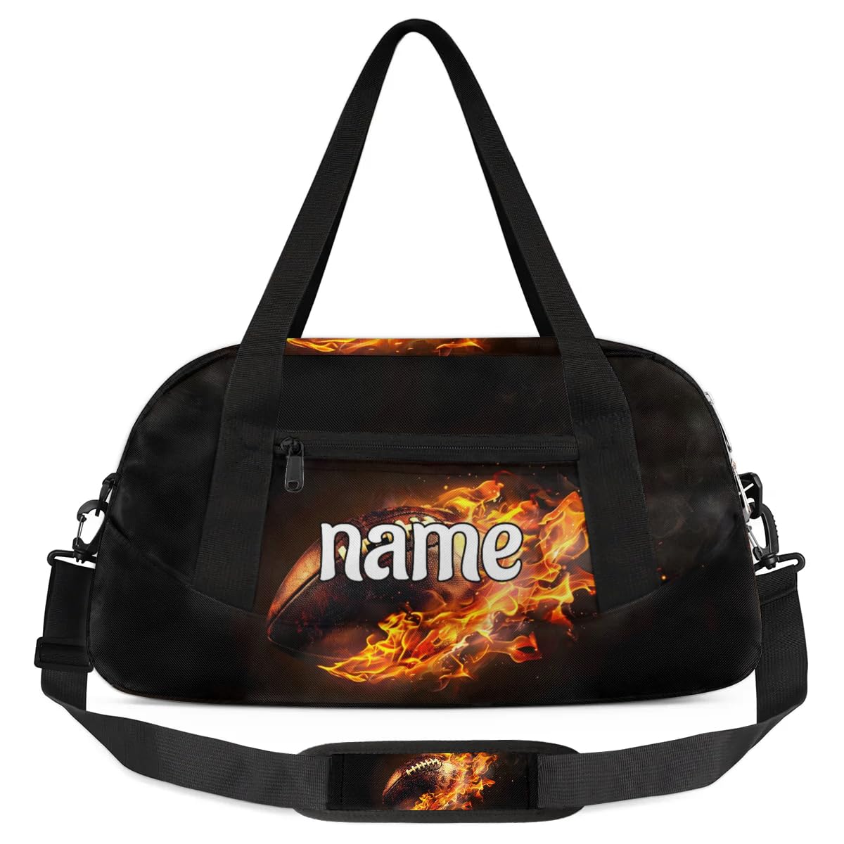 Vintage Burning American Football Custom Name Kids Duffle Bag for Boys, Personalized Sports Gym Duffel Lightweight Water Resistant Foldable Sports Gym