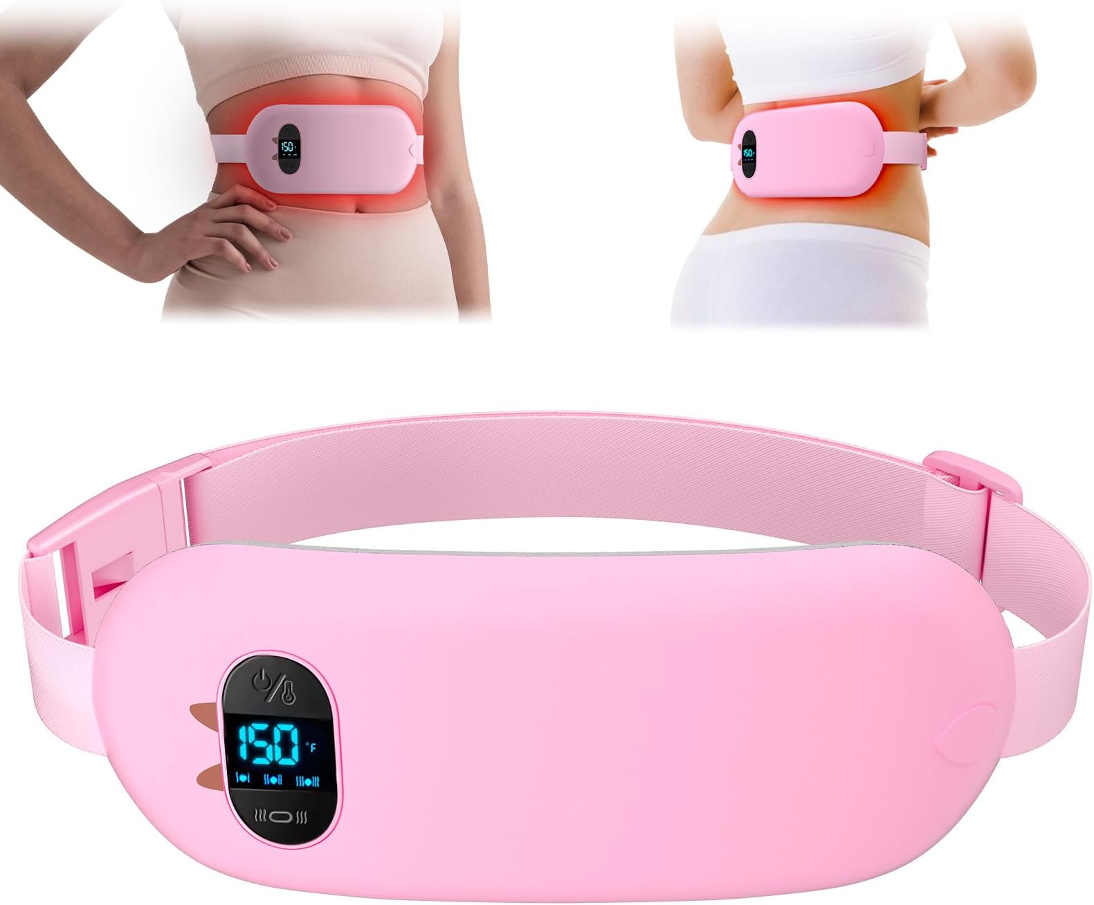 Portable Heating Pad, Upgraded Cordless Electric Fast Heating Pad for Back Belt 6 Heat 6 Vibrating Modes Gifts for Women Girls Her Girlfriend Pink