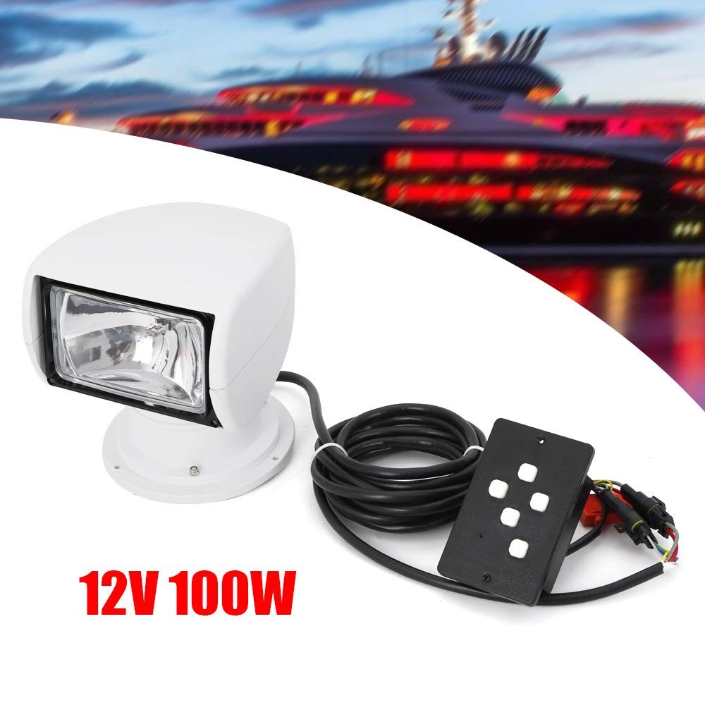 Faro di ricerca per barca, Yacht, Searchlight, 12 V, 100 W, impermeabile, 360, rotazione, blu marino, telecomando, lampada da lavoro, luce di ricerca, 2500 lm, per barca marina