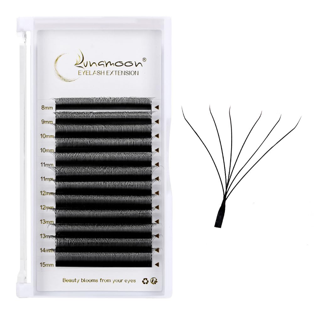 Lunamoon 6D W Wimpern Extensions Wimpernverlängerung Vorgefächerter Wimpern Premade Fans Volumen Cluster Lashes Selbstfächernde Lash (6D-0.07C/8-15mm)