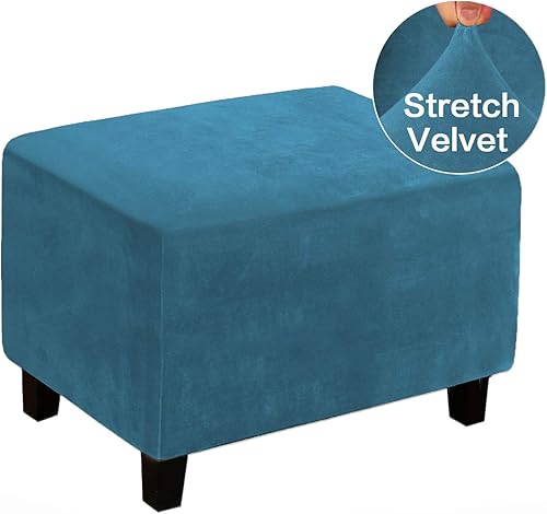 Vista 11 de MIFXIN Funda otomana plegable de terciopelo elástico, protector de muebles, funda protectora de elastano suave para reposapiés otomano, funda