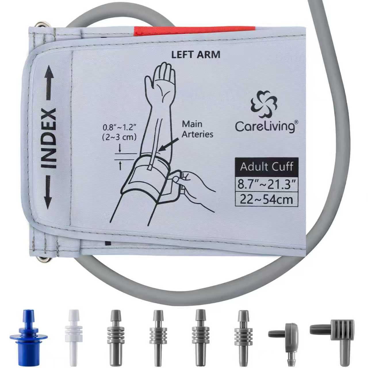 CareLiving Extra Large Blood Pressure Cuff, 8.7"-21.3" (22-54cm) Extra Large Cuff, Compatible with Most Brands BP Monitors, with 8 Connectors (BP Cuff Included Only)