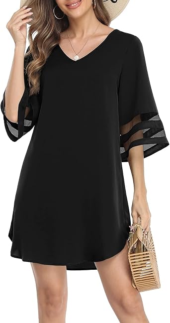 Casual Chiffon Tunic Dress Long Sleeve 