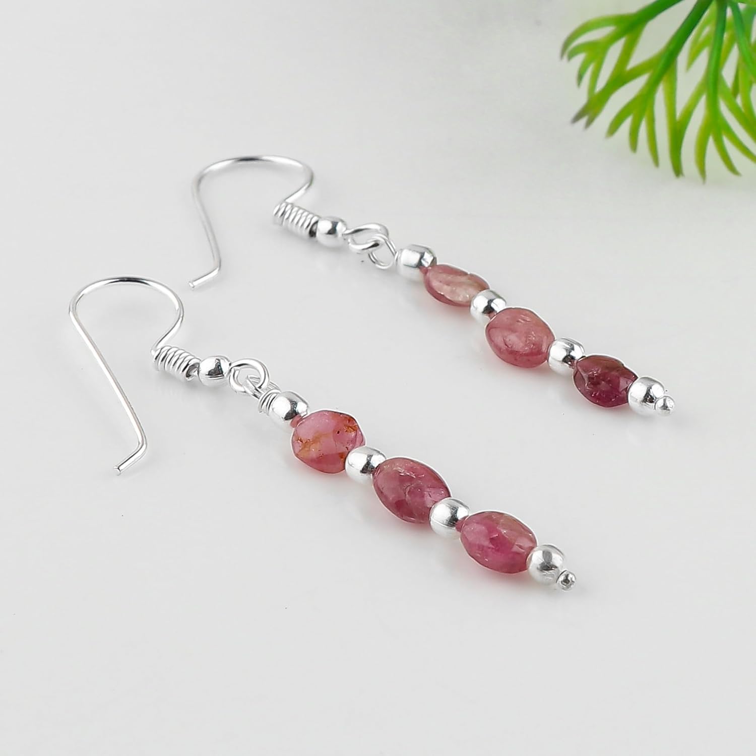 Natural Gemstone Dainty Earrings, Handmade Bohemian Silver Jewelry, Healing Crystals & Polished Stones, Lightweight Earring, Birthday Christmas Gift for Women - Image 5
