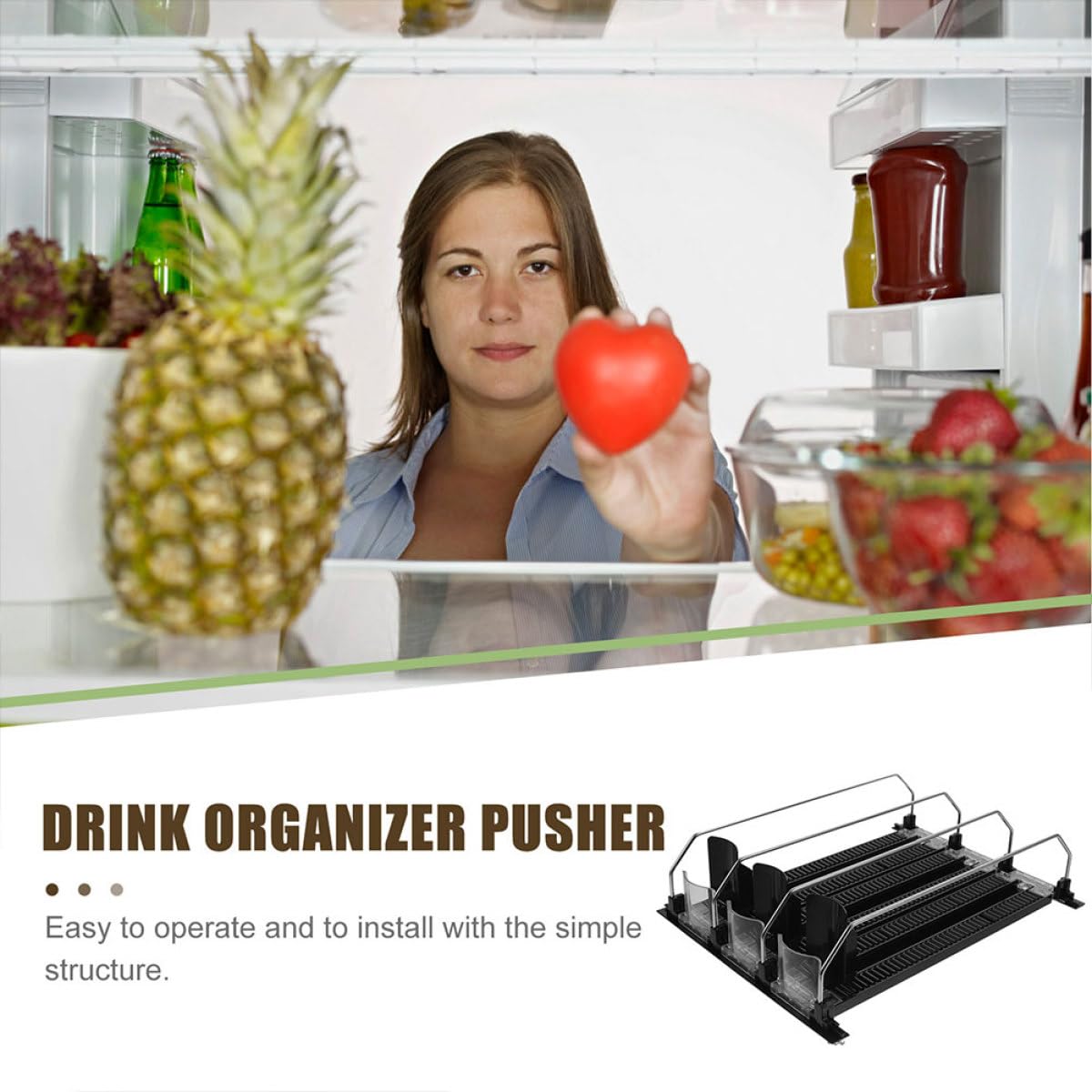 Dispensador Automático de Bebidas para Nevera Hélice de Bebida y Superficie Pulida, Organizador de Botellas de Acero Inoxidable Abs, Pack de 3 Unidades