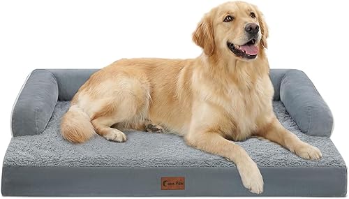 Miniatura 10 de Cama ortopédica para perros extragrandes, cama de espuma XL con forma de caja de huevos impermeable con lados 45x35 pulgadas, cama de sofá para