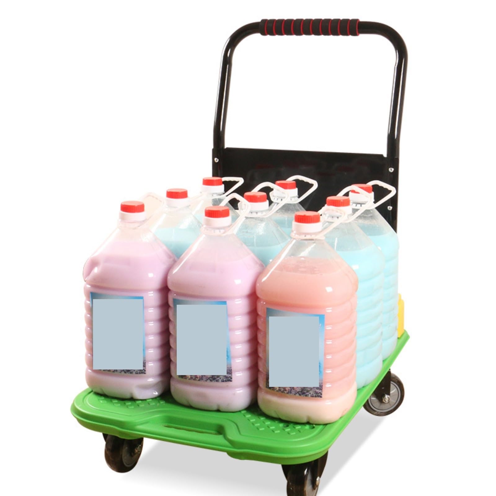 Carro de Empuje, Plataforma móvil Plegable, Ruedas reforzadas y engrosadas, Carro con Ruedas de Color Verde. Carro de Mano