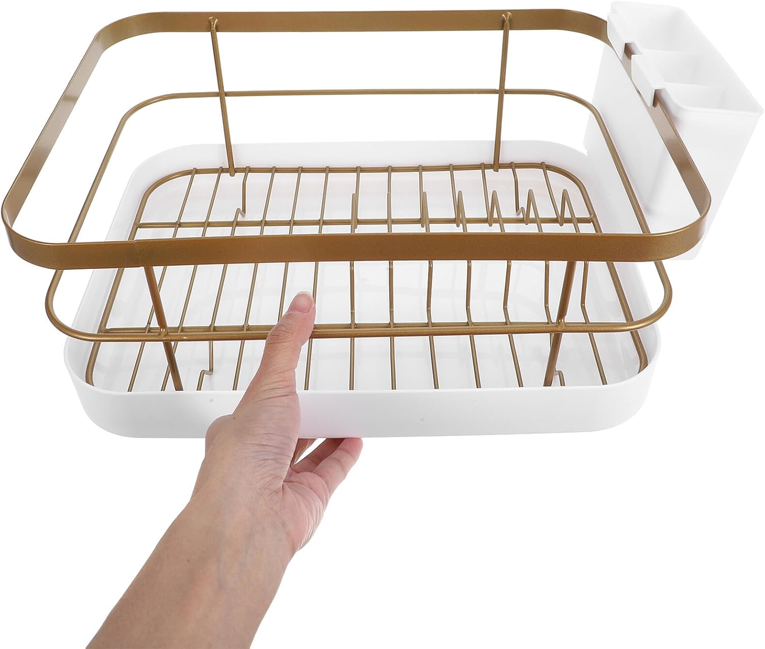 Angoily Space-Saving Draining Dish Rack for Kitchen Counter Bowl Drying Rack with Multi-Functional Storage for Plates Bowls Cups Smooth Surface Design Suitable for All Kitchen