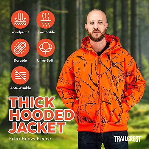 TrailCrest by Treel Orange Safety Full Zip High Visibility Thick Fleece Hoodie Sweatshirt Hunting Jacket4