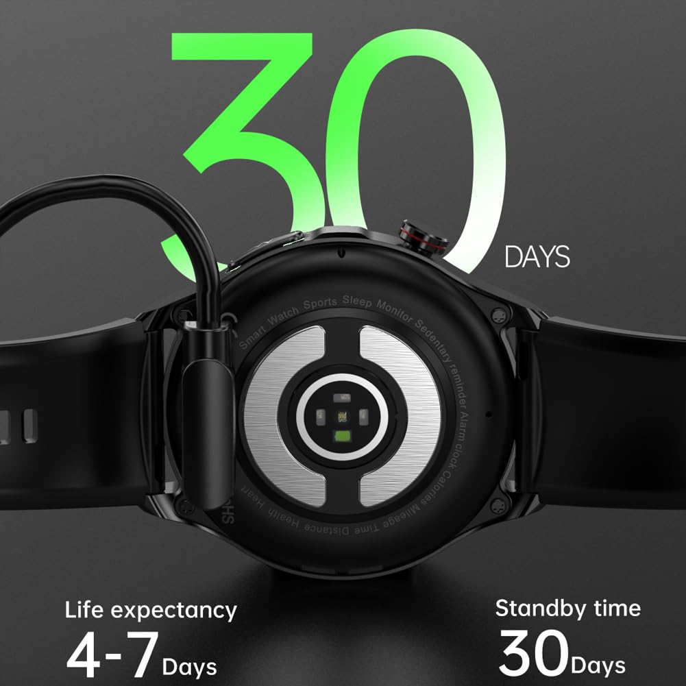 Reloj Inteligente ECG, 1,39 Pulgadas Impermeable Smartwatch con Presión Arterial, SpO2, Frecuencia Cardíaca, Mensajes y Recordatorio de Llamadas para Android iOS (Negro, TPU 22mm)
