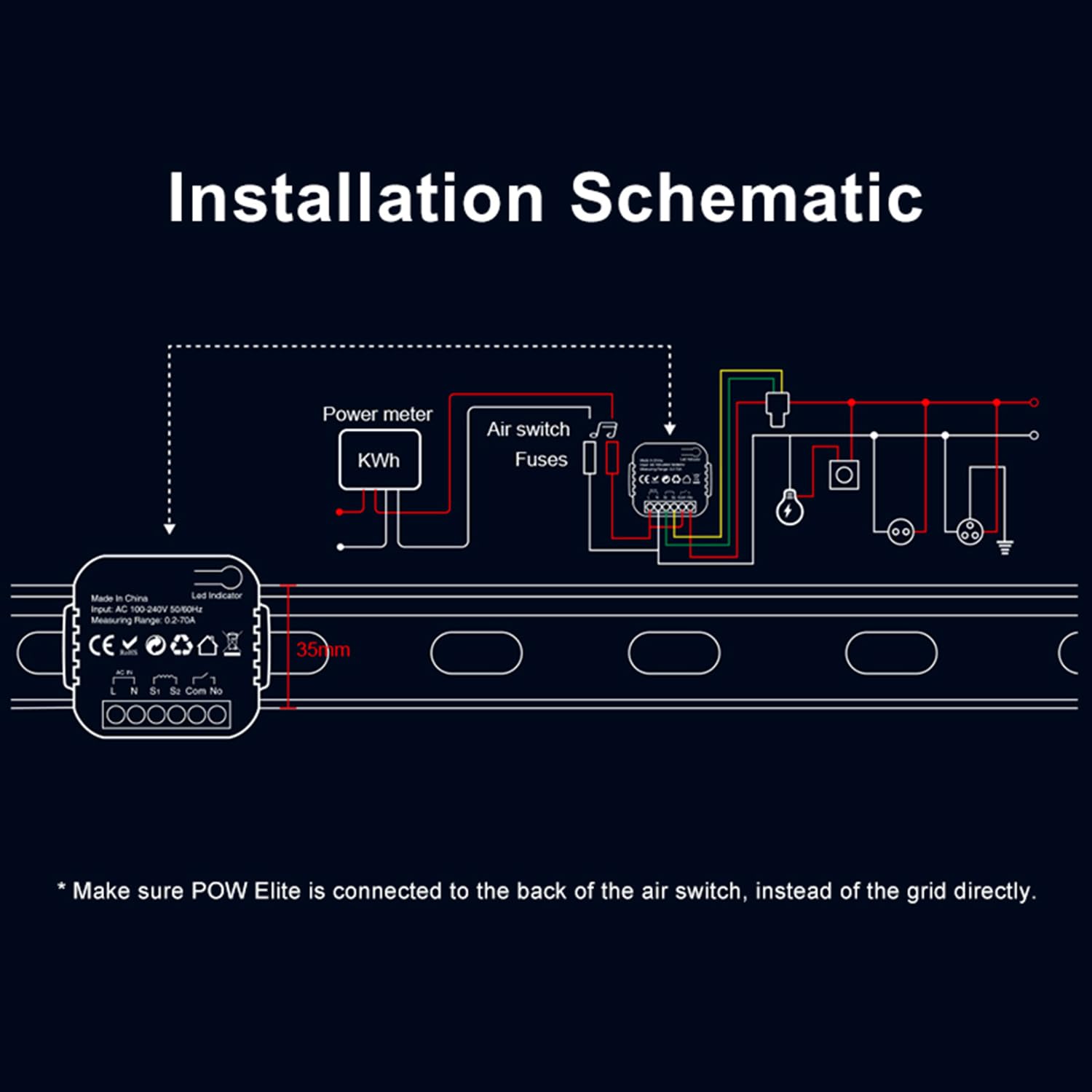 WiFi Smart Energy Monitor: Echtzeit-Stromverbrauchs-Tracker, Spannungs- und Stromverfolgung über eWeLink-App, Smart-Home-Stromverbrauchsanalysator