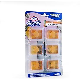 Clorox Fraganzia Adhesive Air Freshening Gels in Island Escape | No-Plug, Battery-Free Air Freshener for Garbage Cans & More, Air Freshener Units, 6 Count - 12 Pack