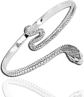 Snake Cuff Bangle Bracelet/Solid 925 Silver/Adjustable/Cuff/Women's/Men's/Valentine/Birthday/Christmas/Engraving/Quality - KimnKim A35