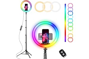 UBeesize 12" RGB Fluorescent Ring Light with Extendable Tripod Stand