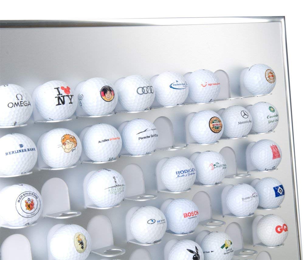 KNIX Premium Golfball Setzkasten aus Aluminium für 12, 24, 36, 48, 64, 80 oder 140 - Schaukasten, Golf-Regal Vitrine Display