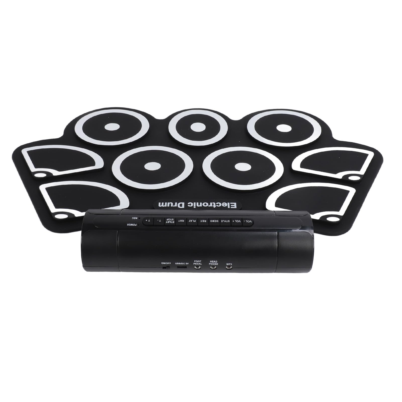 Set di Batteria Elettronica a 9 Pad Pad per Batteria Portatile Avvolgibile con Funzione MIDI per Feste All'aperto e Uso Domestico in Bianco e