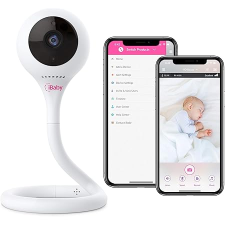 Amazon Com Ibaby M2c Flexible Baby Monitor Camera With Fhd Audio 1080p With Night Vision Wall Mount Kit Included 21 Updated Video Audio Quality Pro Version With Motioncrying Alerts White Baby