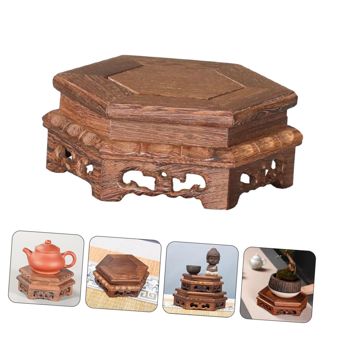 Soporte De Madera Base De Exhibición De Arcilla Pedestal para Jarrones