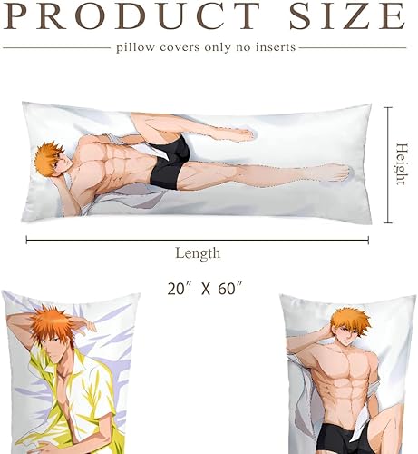 Miniatura 6 de Kurosaki Ichigo - Funda de almohada corporal de anime para niña, almohada corporal de anime Dakimakura 2WT, almohadas corporales de anime, funda de