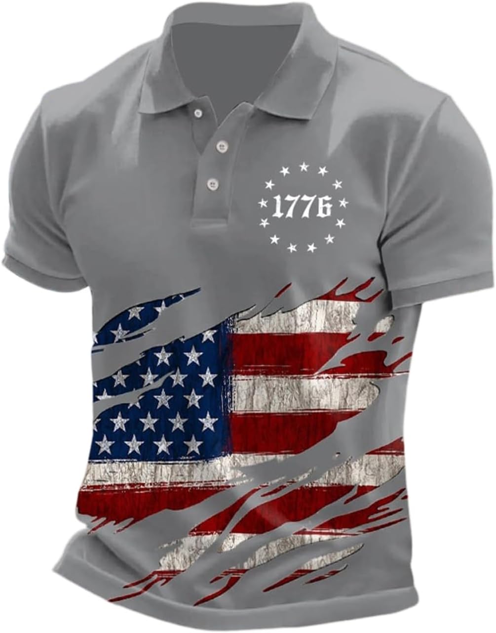 RTRDE Men's Flag Print Polo Shirts Short Sleeve Patriotic Athletic Workout Collar Tshirt Casual Golf, M-3XL