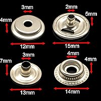 Vista 6 de 108 piezas de cierre de acero inoxidable de 0.59 pulgadas (0.591 in), botón de tapa de botón de botes marinos, línea de lona 24