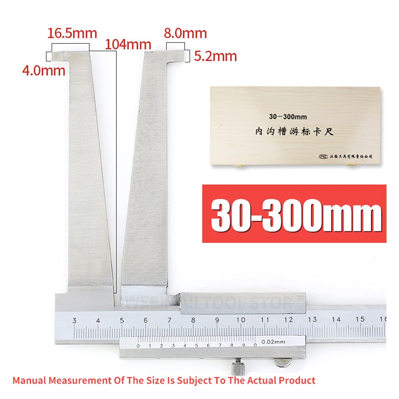 Calibrador digital, 10-160 mm Groove interior Caliper Pasante Vernier Acero inoxidable Larga Garra for la herramienta de medición del diámetro interno Medidor 30-300(30 300 Inside Groove)