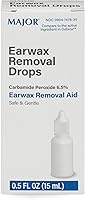 MAJOR 6.5% Carbamide Peroxide Earwax Removal Drops - Gentle Foaming Ear Cleaning Aid for Adults & Kids 12+ (0.5 fl oz)