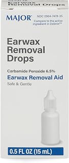MAJOR 6.5% Carbamide Peroxide Earwax Removal Drops - Gentle Foaming Ear Cleaning Aid for Adults & Kids 12+ (0.5 fl oz)
