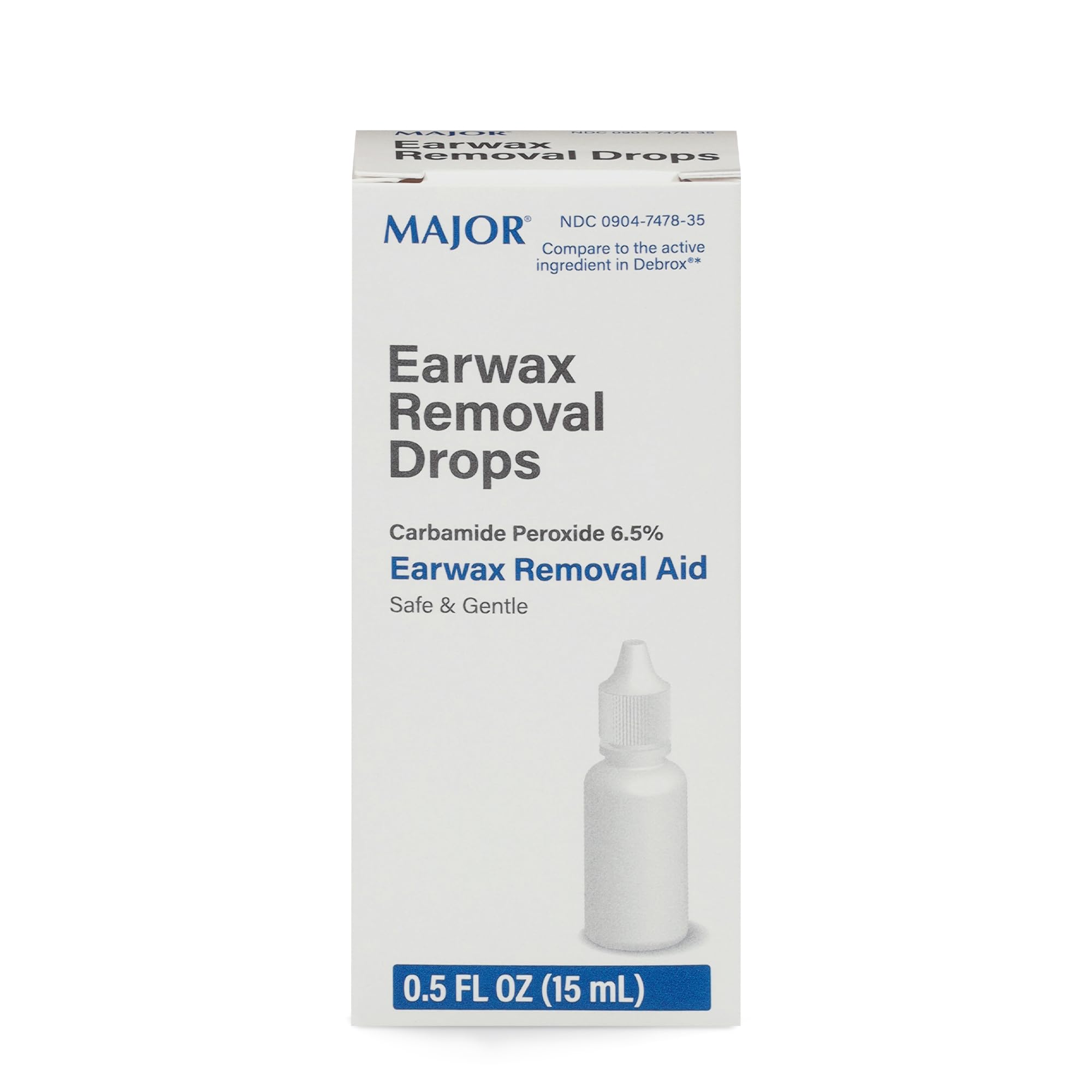 MAJOR Earwax Removal Drops with 6.5% Carbamide Peroxide - Gentle & Safe Earwax Removal Aid for Adults & Children 12+ - Ear Cleaning Solution, 0.5 Fl. Oz. (15mL)(Pack of 1)