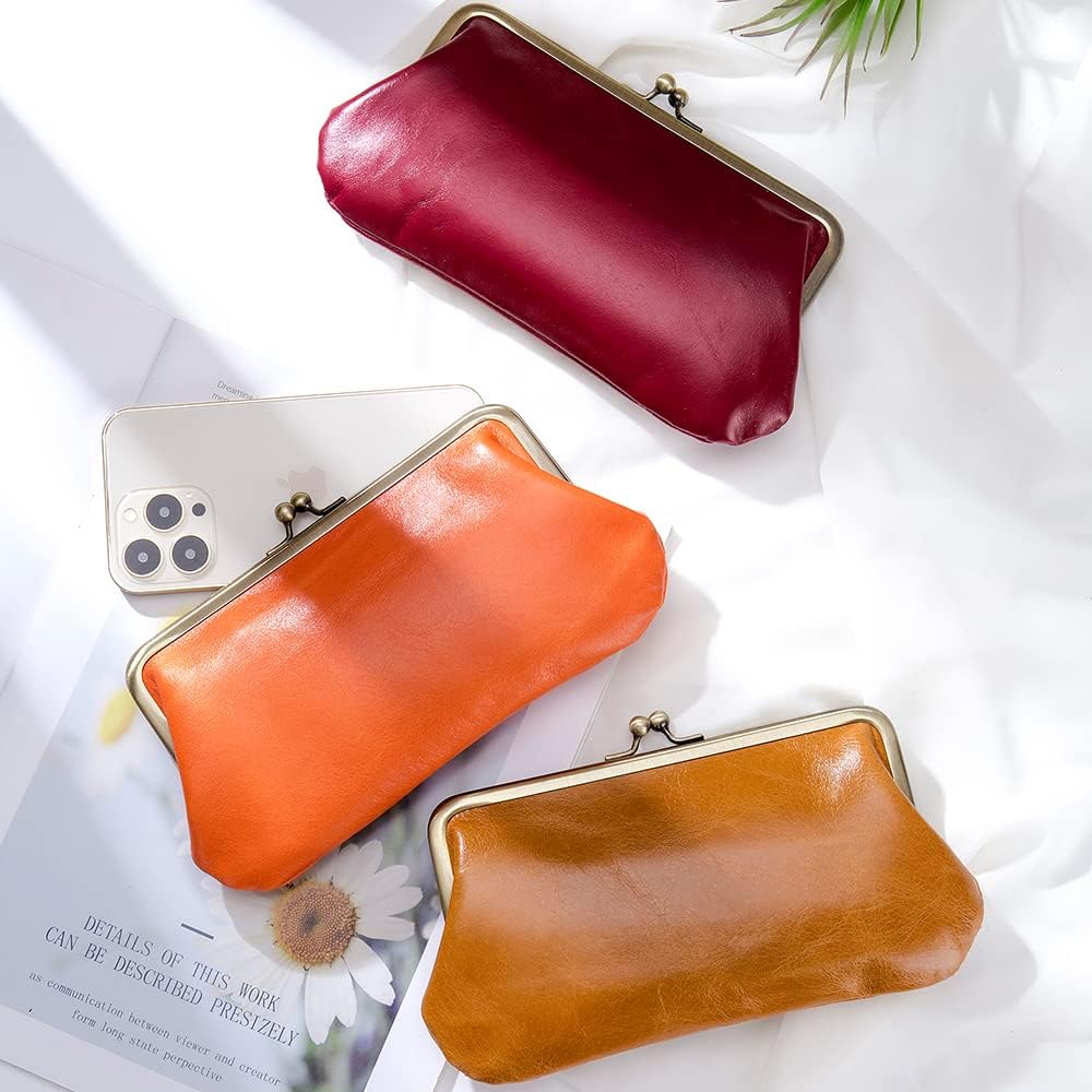 Ladies Wallet Coin Purse Genuine Leather Phone Bag Women Large Capacity Long Clutch Multi-Function Handbag Retro Creative Storage Clip Bags, Wine Red, M, Modern