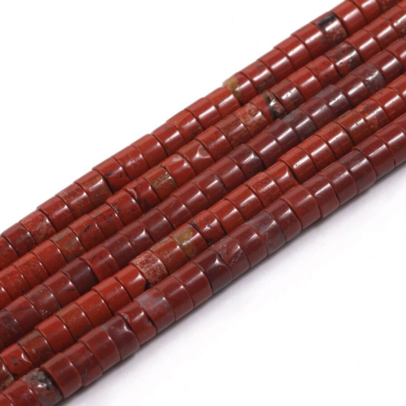 ACYUNLEI 1 Strand 4x2mm Natural Gemstone Beads Heishi Beads,Loose Flat Round Undyed Cylinder Flat Spacer Stone Beads for Bracelet Earrings Jewelry Making,Red Stone