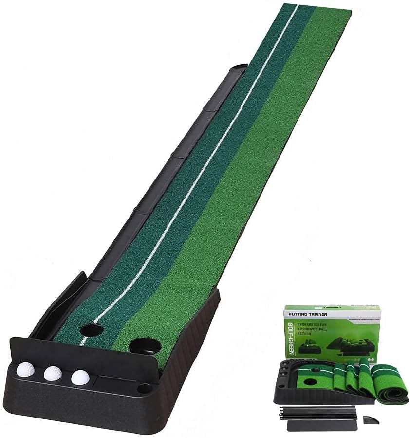 BOSWELL Indoor Golf Putting Green Mat, Automatic Ball Return Golfing Green Mat,Golf Gifts for Men, Father's Day, Indoor Use, Golf Training Mat, Training Aid,Practice with 13 Balls : Sports & Outdoors
