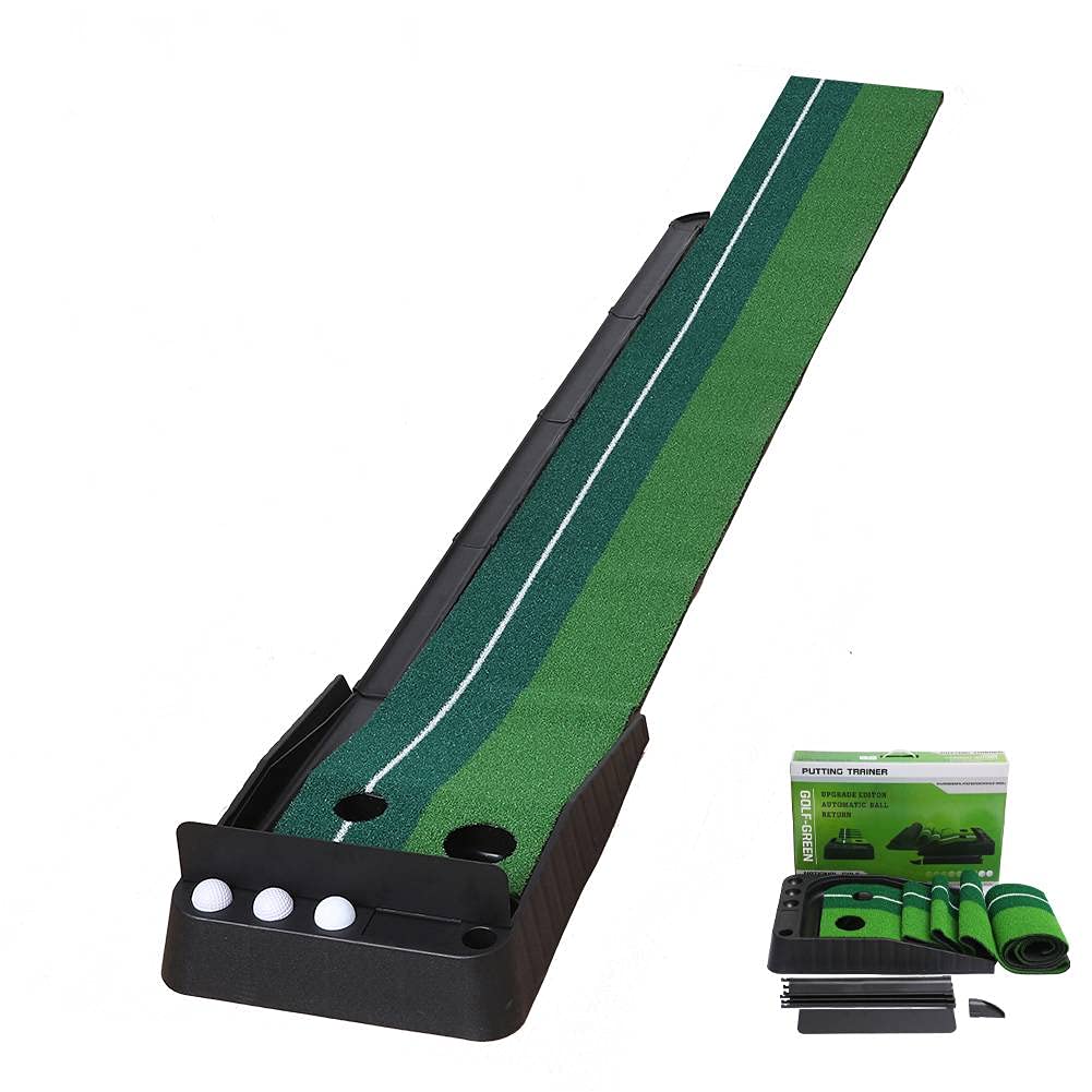 BOSWELL Indoor Golf Putting Green Mat, Automatic Ball Return Golfing Green Mat,Golf Gifts for Men, Father's Day, Indoor Use, Golf Training Mat, Training Aid,Practice with 13 Balls