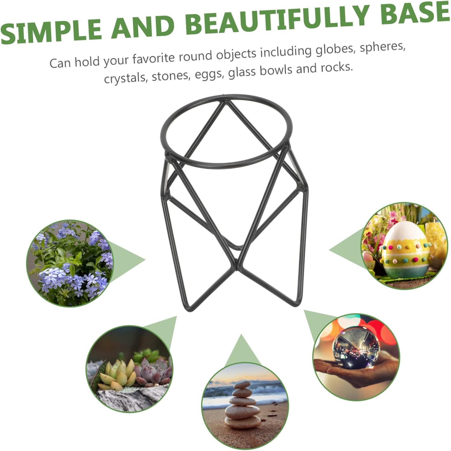 Healifty Geometric Crystal Ball Display Stand Metal Holder Elegant Nordic Style for Home Decor and Plant Display for Small Vases and Crystal Spheres