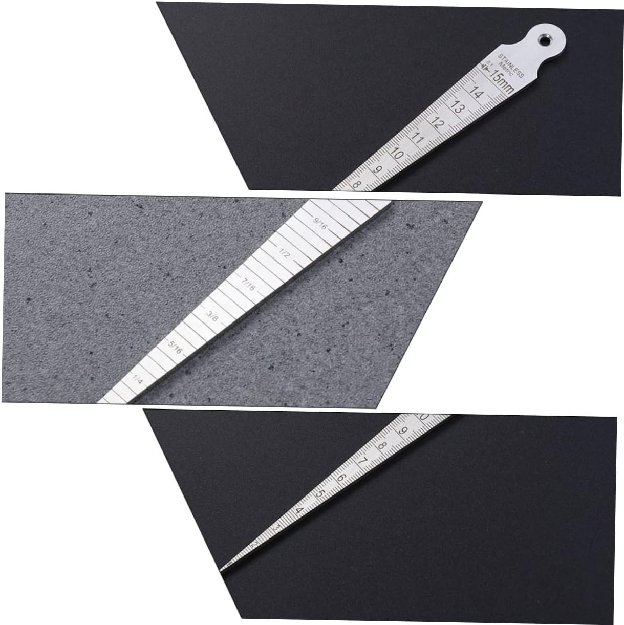 KICHOUSE 2pcs Gap Gauge Aperture Ruler Taper Ruler Pocket Tools Pipefitter Tools Metric Ruler Gap Gauge Tool Metal Gauge Measuring Tool Tapered Feeler Gauge Welder Measuring Tool Meter