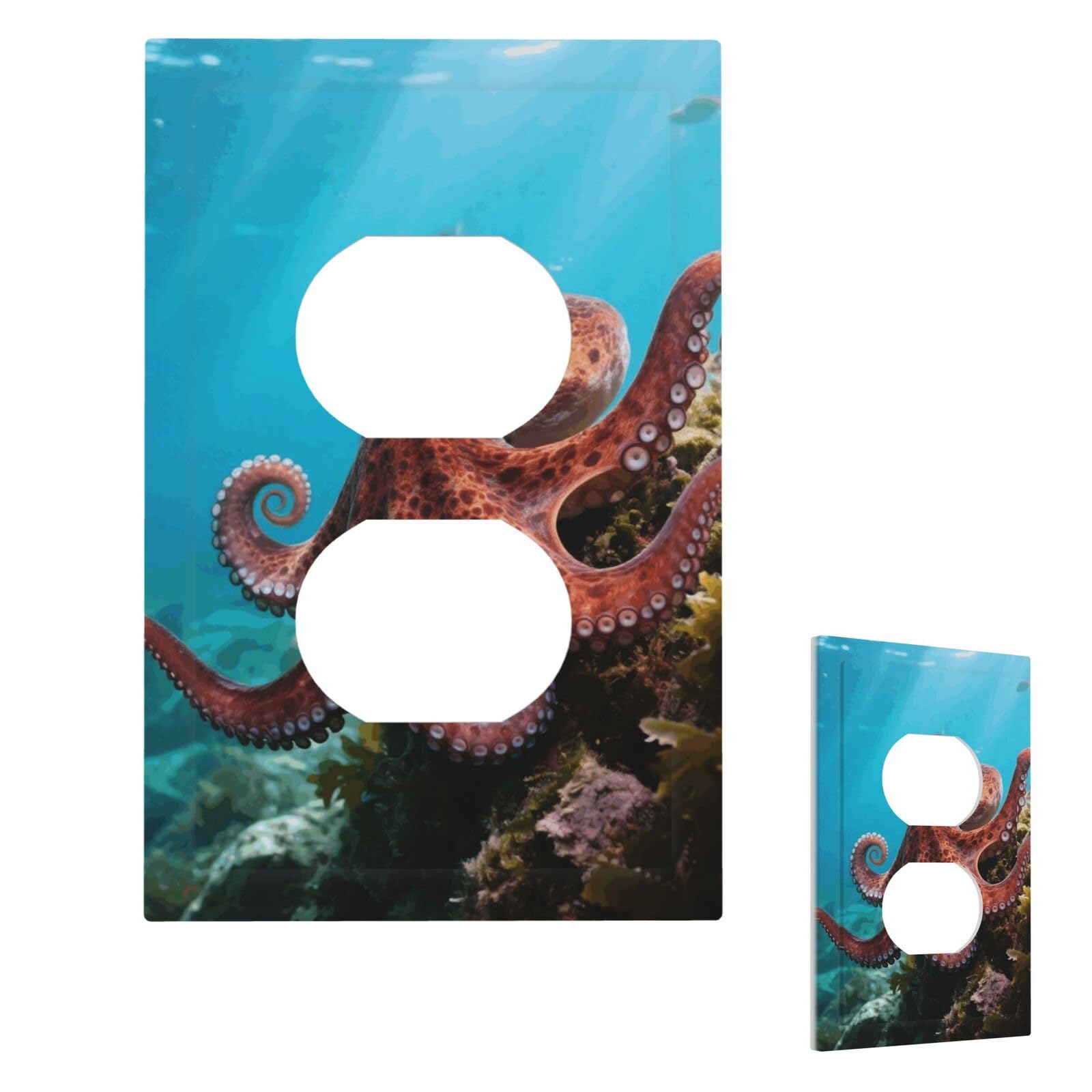 Octopus Wall Plate Cover Modern Decorative 1 Gang Light Switch Cover Unbreakable Receptacle Outlet Covers For Living Room Bedroom Home Decor Duplex