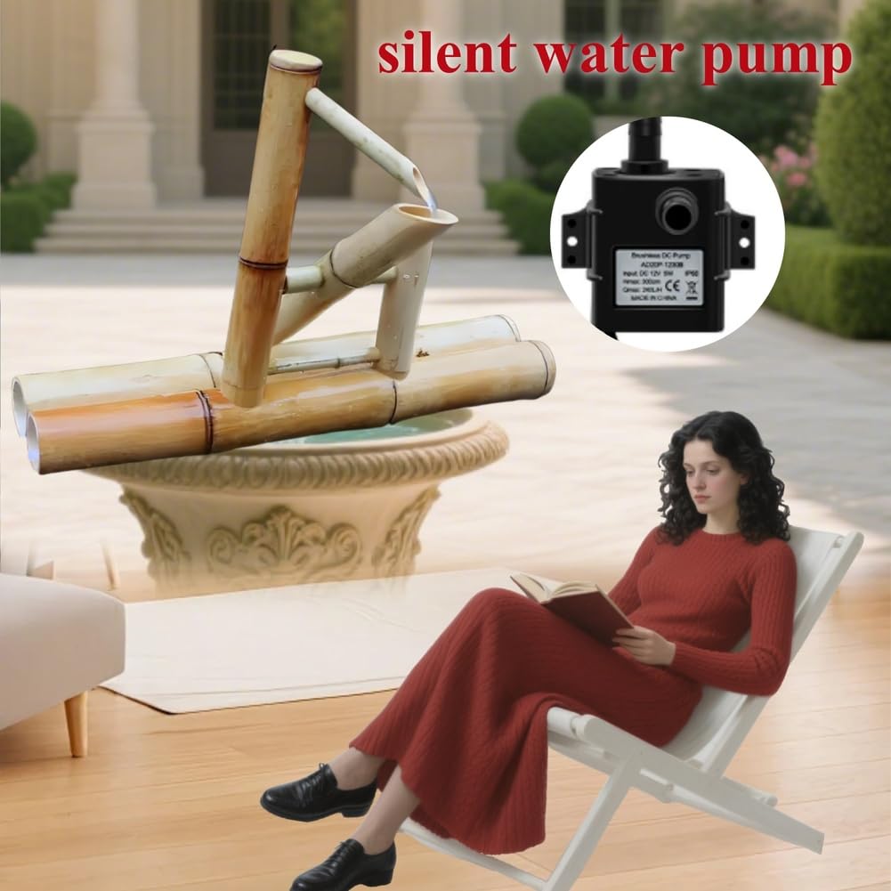 Kit Fai da Te con Pompa Solare per Acqua, Fontana in bambù con Pannello Solare, Pompa E Tubo da 2 M, Fontana in bambù Feng Shui per Giardino, per Patii, Balconi E Prati