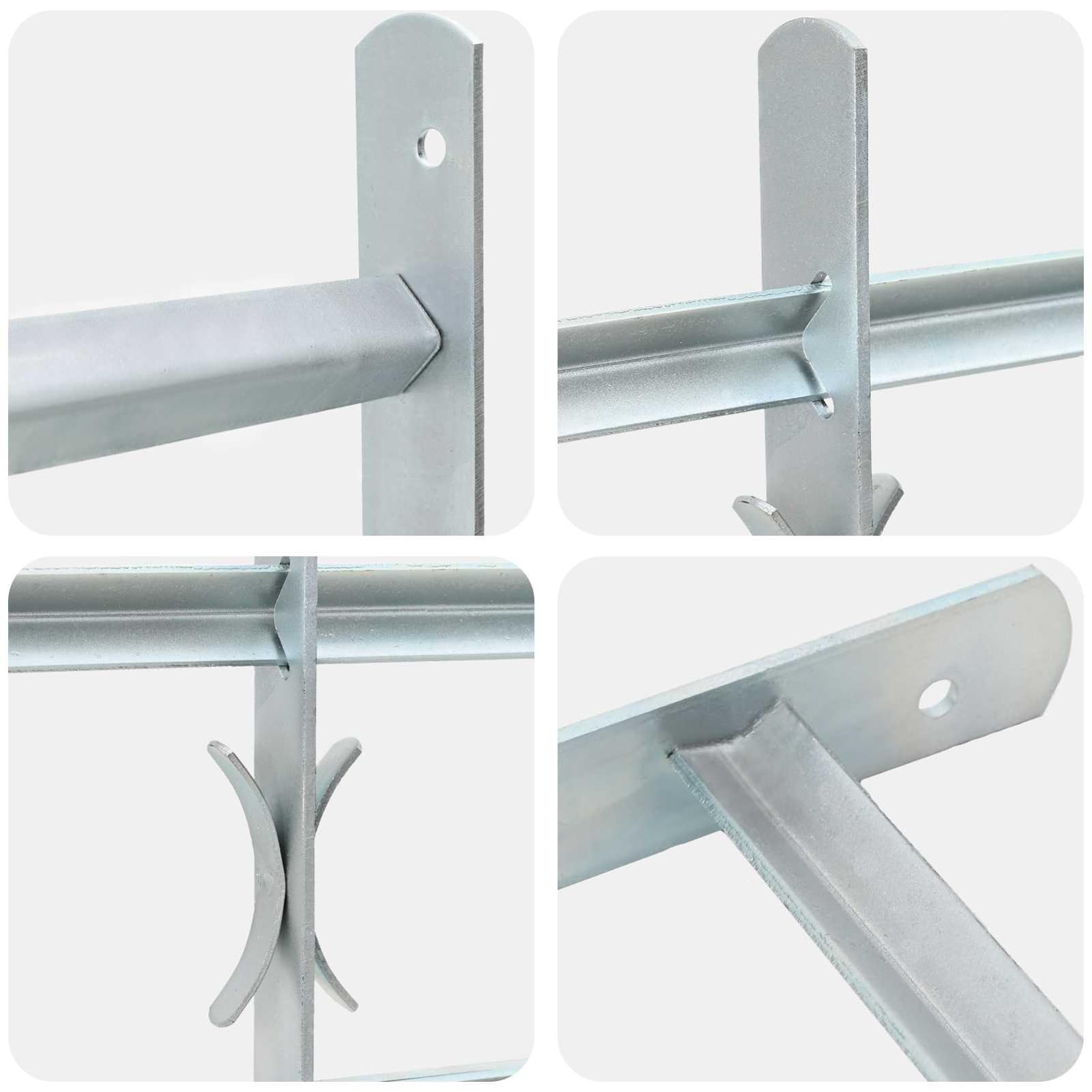 Gecheer Sicherheitsgitter für Fenster mit 2 Querstangen 3 Stück Verstellbare Fenstersicherung aus verzinktem Stahl Einbruchschutz für Zuhause Wohnung Keller Erdgeschoss 930-1740 mm